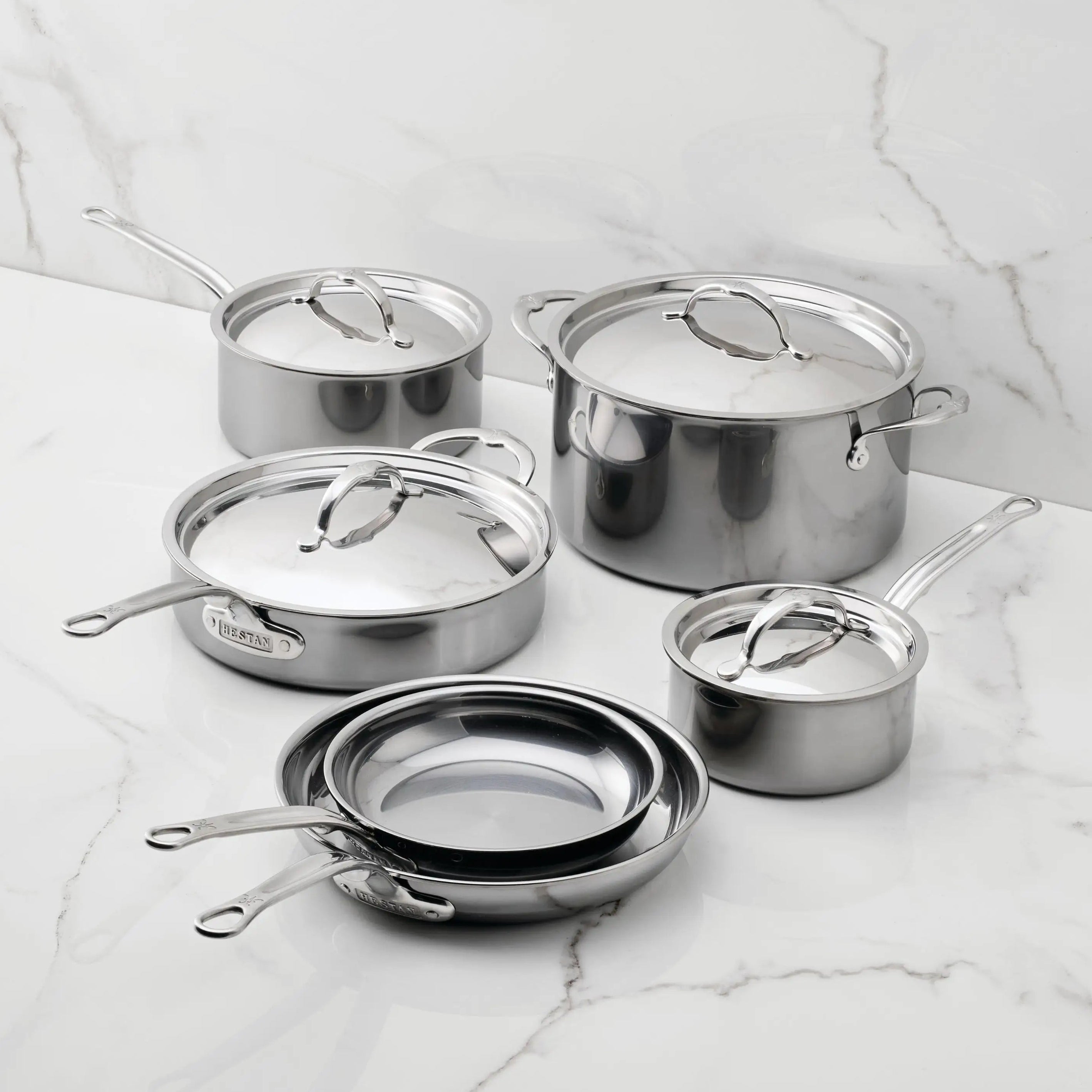 Hestan stainless steel cookware set, induction-ready